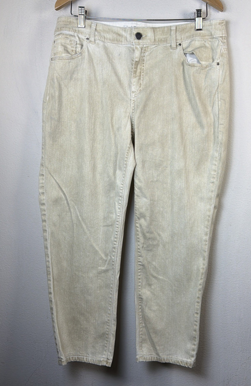Chico's Platinum Denim beige large 12 14 Ultimate Fit Ankle